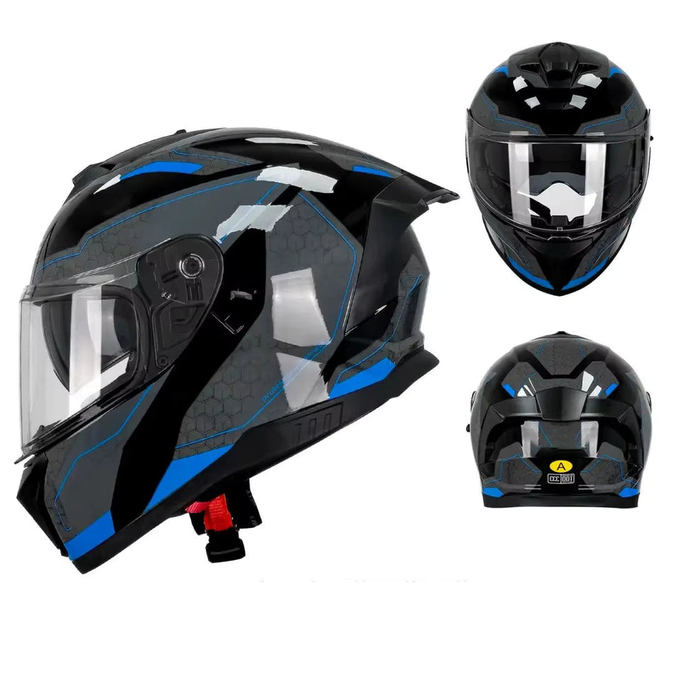 Full Face Motorcycle Helmet with Quick Release Buckle – ECE E24 22R06 & DOT Certified Safety Gear - Armor