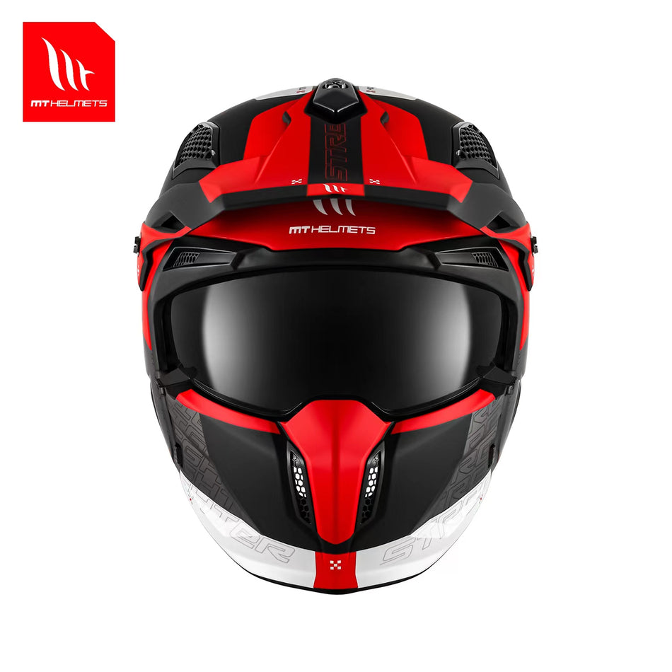 MT Helmets Streetfighter RED TOTEM SV Modular Motorcycle Helmet – ECE/DOT Certified | Dual Visor