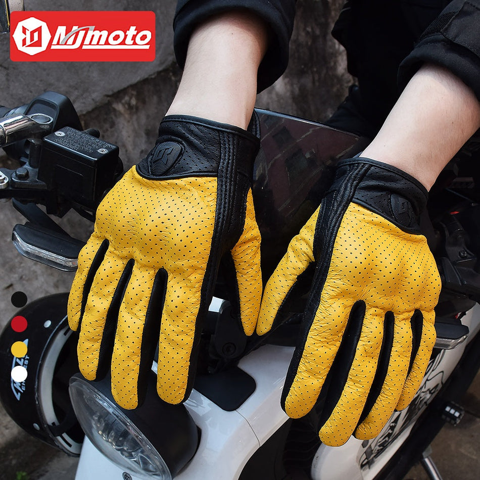 Genuine Leather Motorcycle Gloves Winter Gloves Summer Touch
