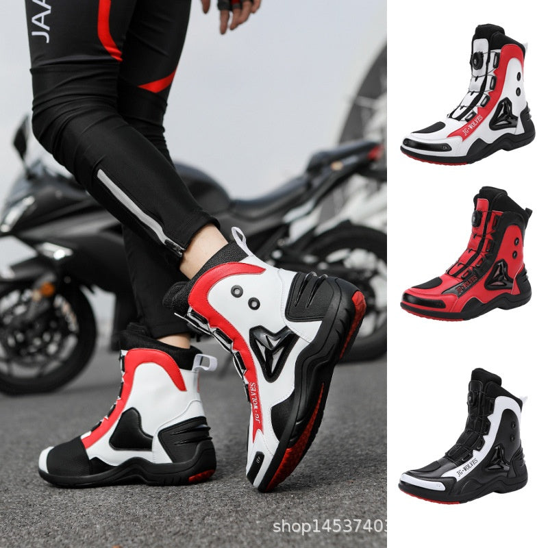Motorcycle Shoe Anti-Slip Impact-Resistant Motorcycle Shoes for Off-Road All-Season White