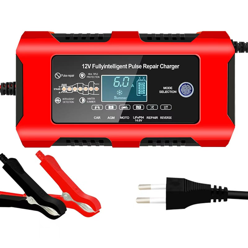 Car Battery Charger 12v10A 12v-15.5v Pulse Start Intelligent Screen Display