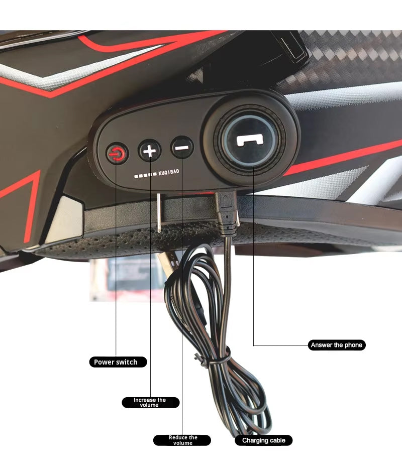 Motorcycle Helmet with Flip-Up Visor FM Radio for Headphone Bluetooth 3C Certified - Black Matt
