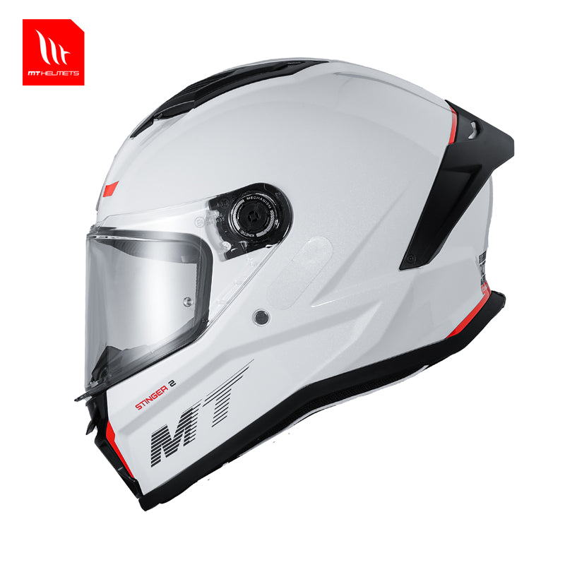 MT Helmets Stinger 2 Pearl White ABS Full Face Motorcycle Helmet – DOT/ECE/CCC Certified | Unisex