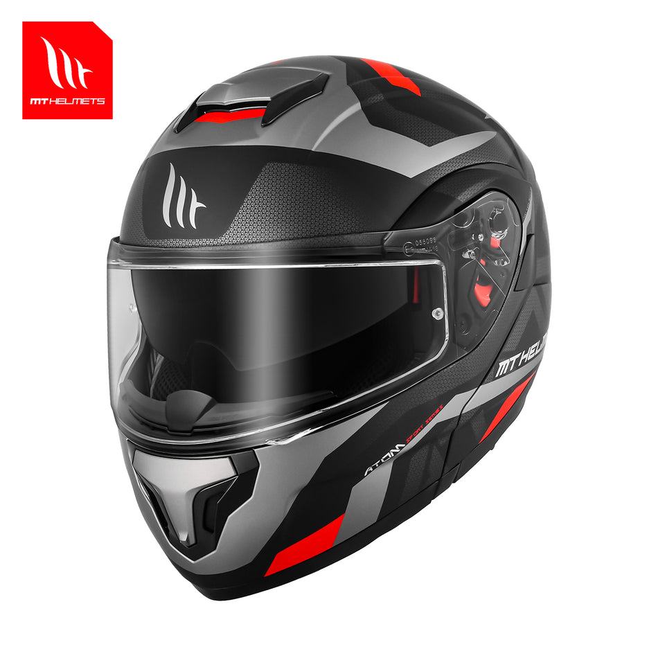 MT Helmet ATOM SV SKILL MATT BLACK  Flip-Up Modular Motorcycle Helmet – DOT,ECE,CCC Approved | Dual Visor | Unisex