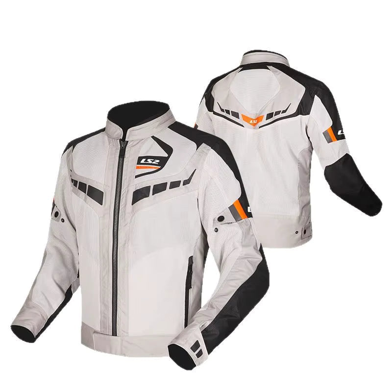 LS2 MJ158 Men's Summer Motorcycle Riding Jacket White