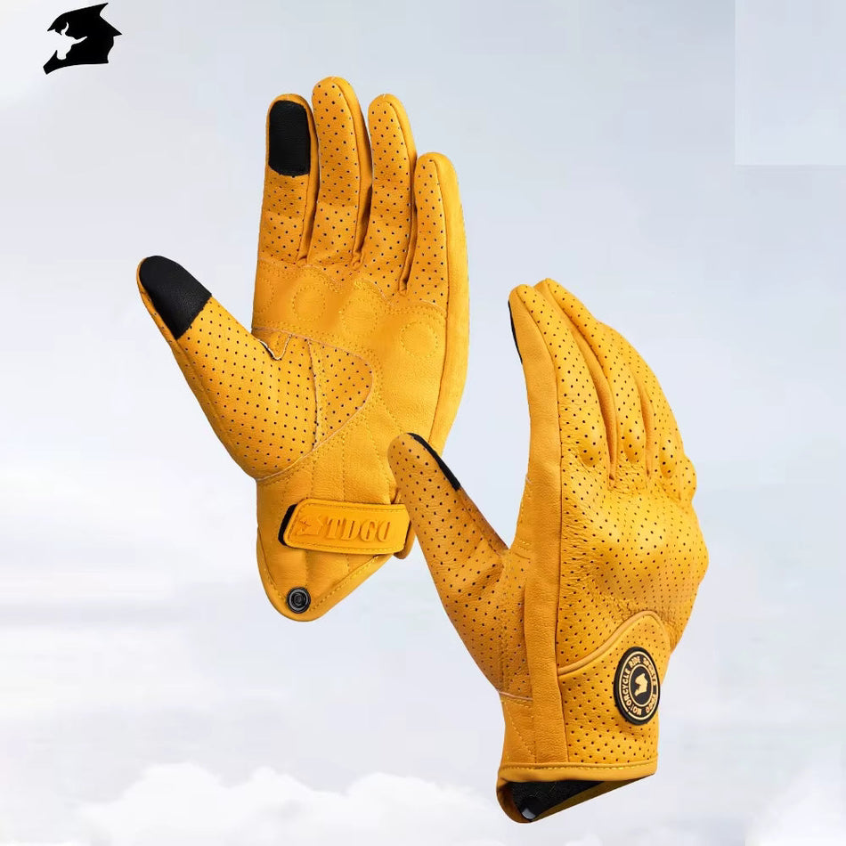 Motorcycle Breathable Racing Gloves Summer Perforated PU Leather Motocross Glove Men Women Motorcyclist Protected Gloves