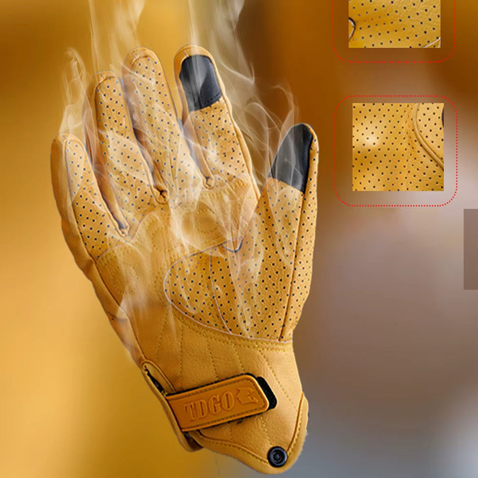 Motorcycle Breathable Racing Gloves Summer Perforated PU Leather Motocross Glove Men Women Motorcyclist Protected Gloves
