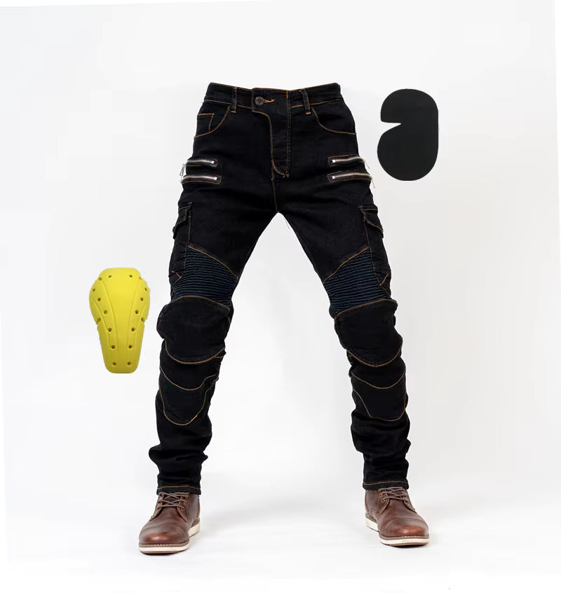 Motorcycle Black Pants Men Moto Jeans Protective Gear
