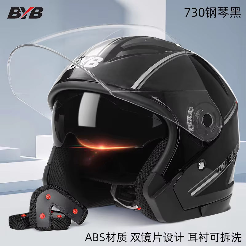Electric Motorcycle Helmet Four-season Double-lens Helmet 3C Certified