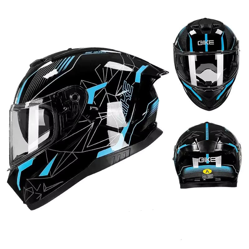 Full Face Motorcycle Helmet with Quick Release Buckle – ECE E24 22R06 & DOT Certified Safety Gear - Blue Fllower