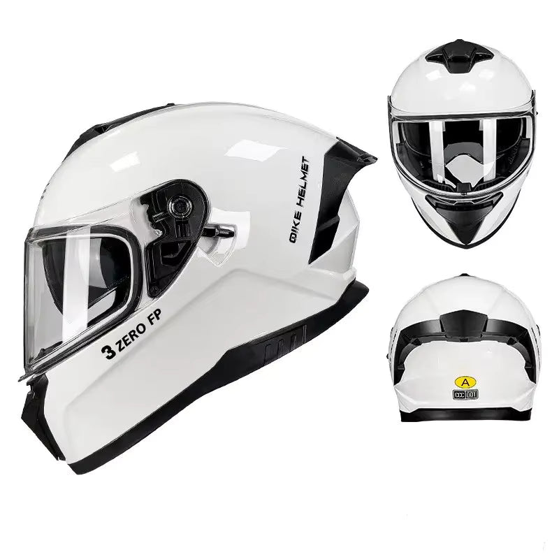 Full Face Motorcycle Helmet with Quick Release Buckle – ECE E24 22R06 & DOT Certified Safety Gear - Bright White