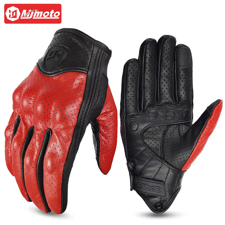 Genuine Leather Motorcycle Gloves Winter Gloves Summer Touch