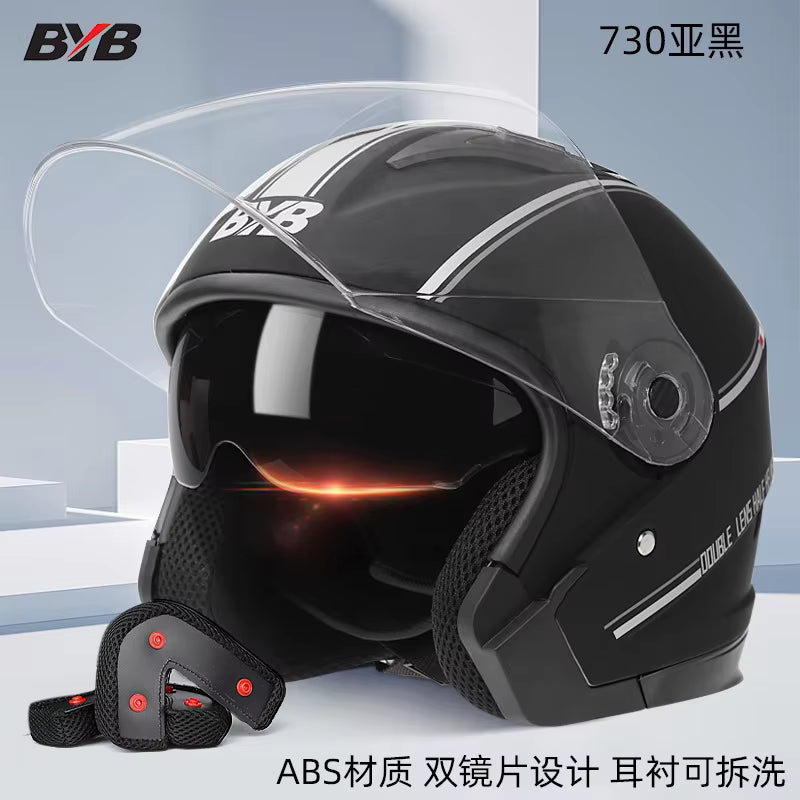 Electric Motorcycle Helmet Four-season Double-lens Helmet 3C Certified