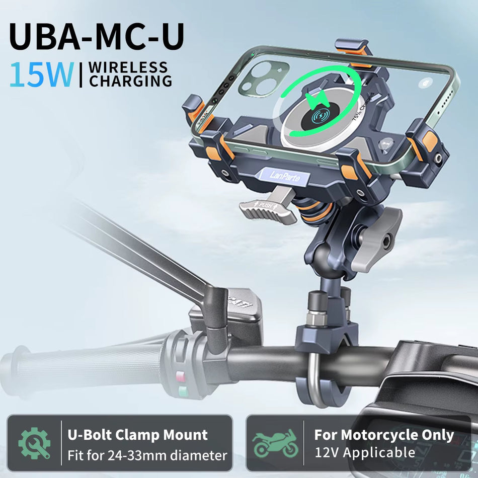 15W Wireless Charging Motorcycle Phone Mount