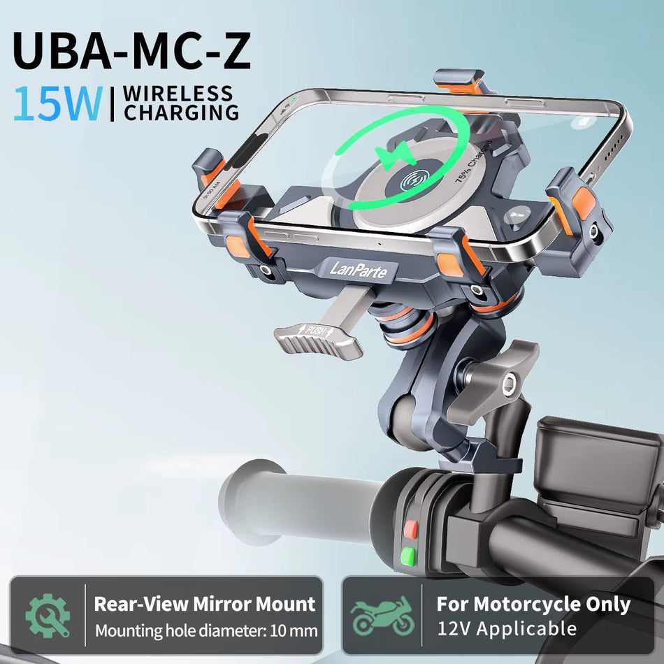 15W Wireless Charging Motorcycle Phone Mount