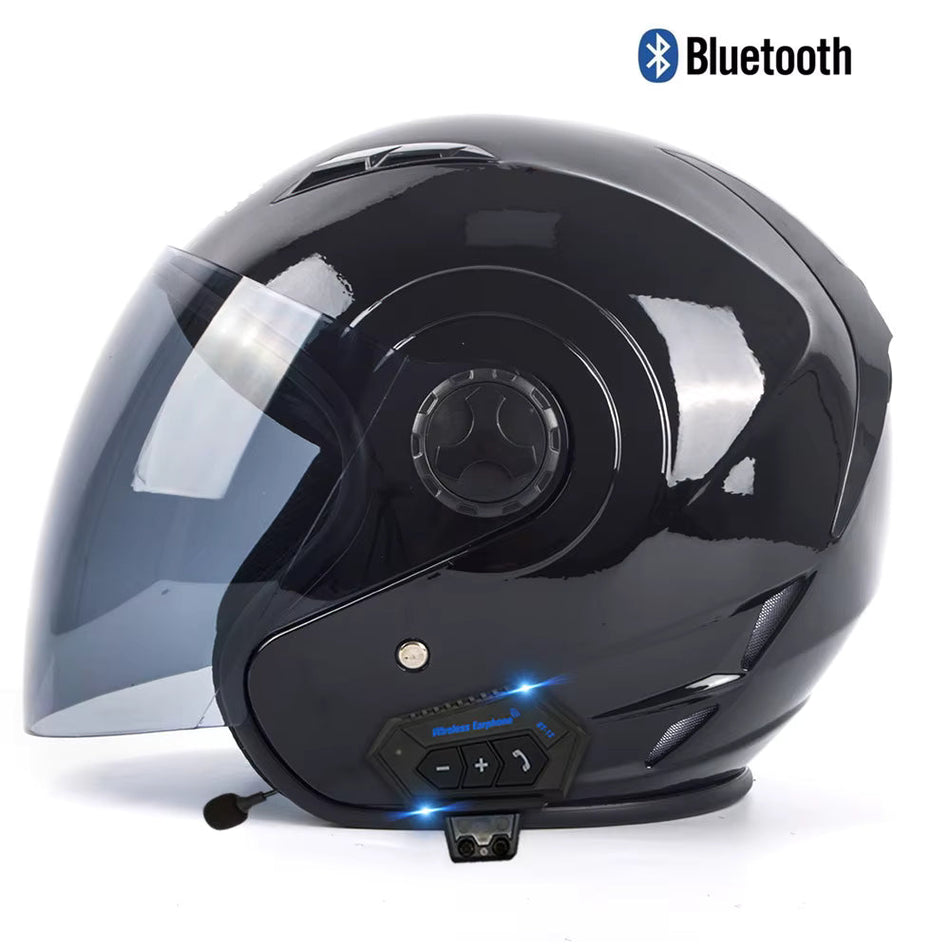 Smart Wireless 3/4 Open Face Electric Motorcycle Helmet with Built-in for Bluetooth DOT Approved