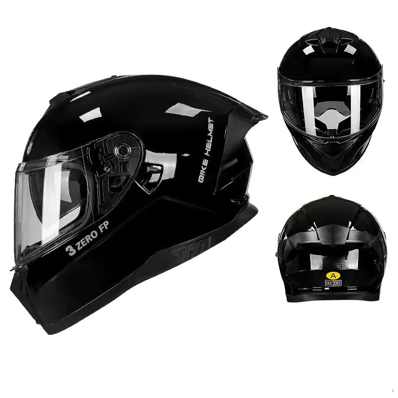 Full Face Motorcycle Helmet with Quick Release Buckle – ECE E24 22R06 & DOT Certified Safety Gear - Gloss Black