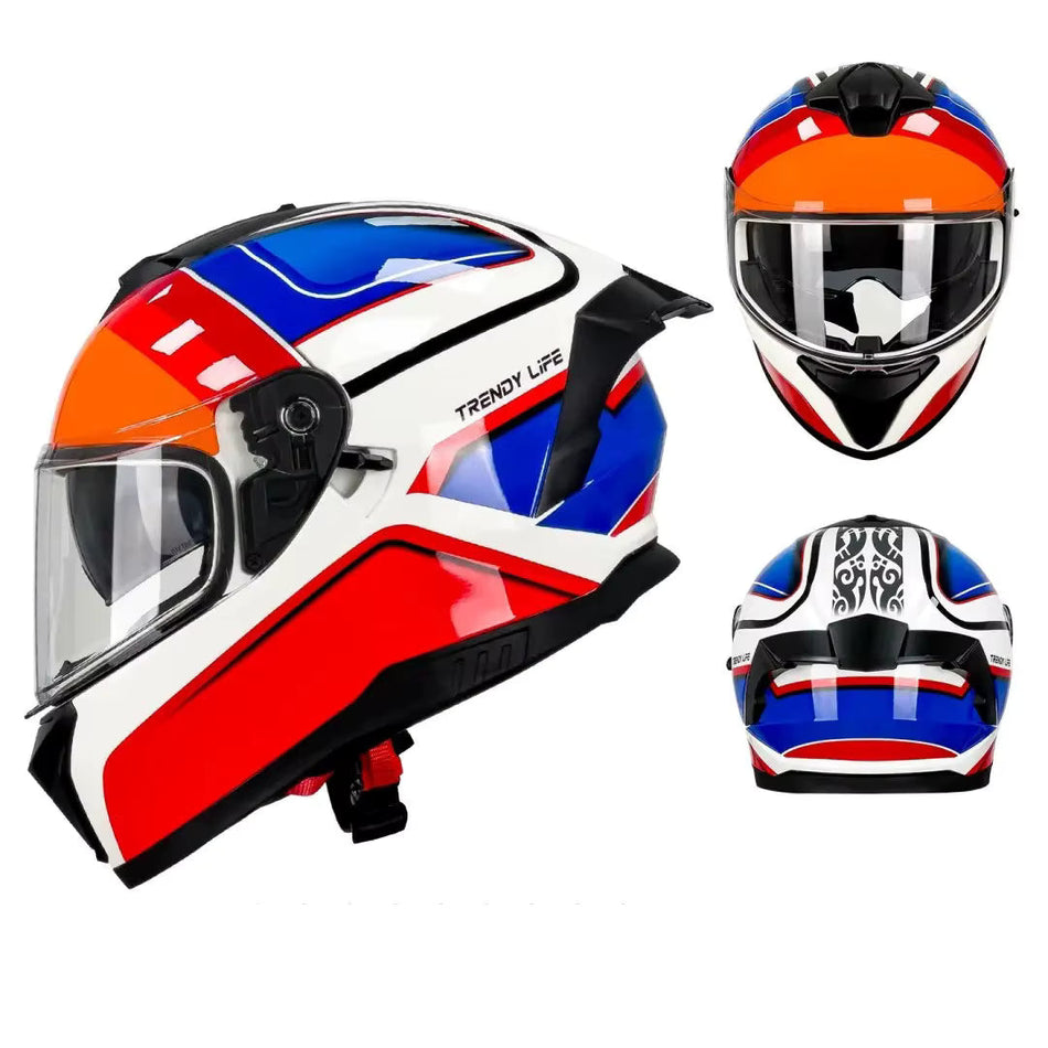 Full Face Motorcycle Helmet with Quick Release Buckle – ECE E24 22R06 & DOT Certified Safety Gear