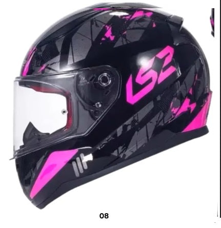 LS2 FF353 Pink/Black Motorcycle Helmet ECE -Approved Foam Interior